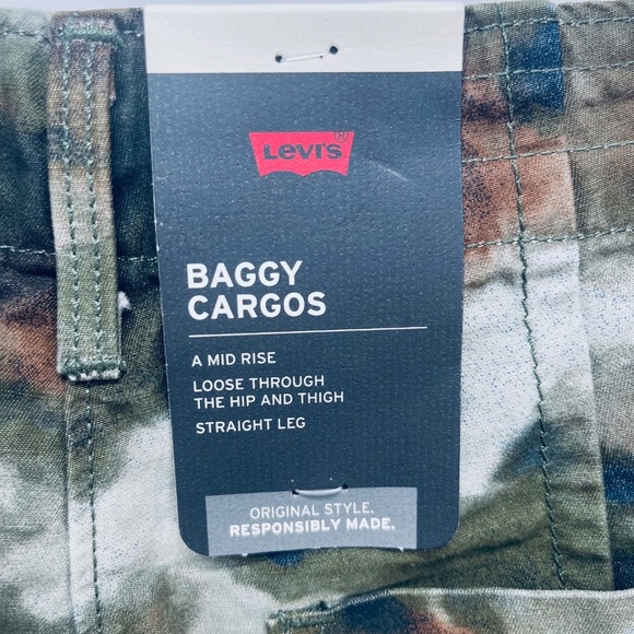 Levi’s Baggy Pants Sz 23x30 Women’s Cargo A Mid Rise Straight Leng Green New - Picture 11 of 13